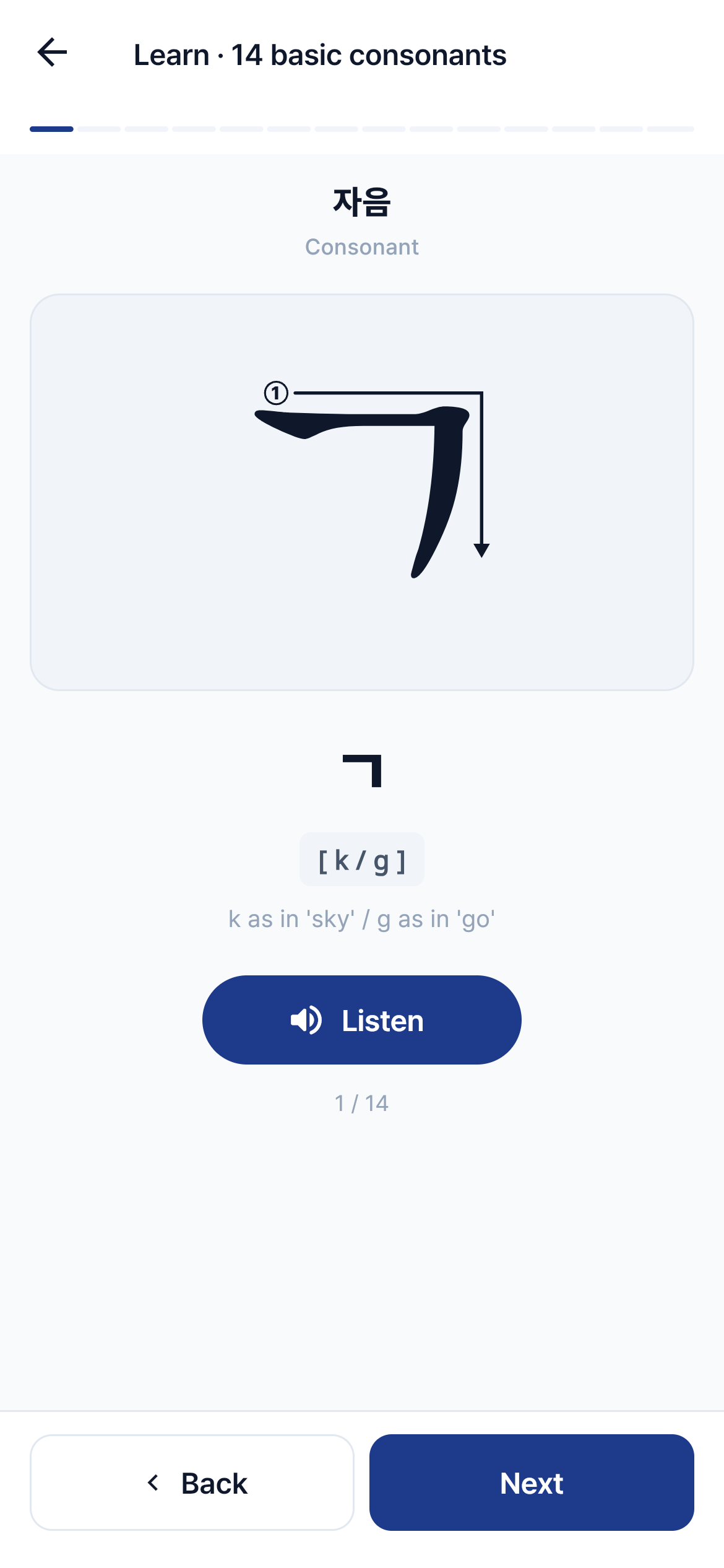 Hanuri alphabet lesson showing stroke order